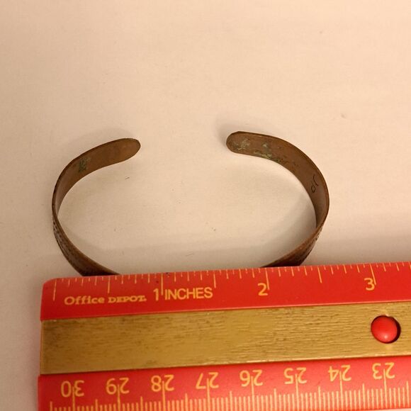 Vintage Navajo Solid Copper with Sterling Silver Cuff Bracelet Marked DP Rodeo - Picture 3 of 8